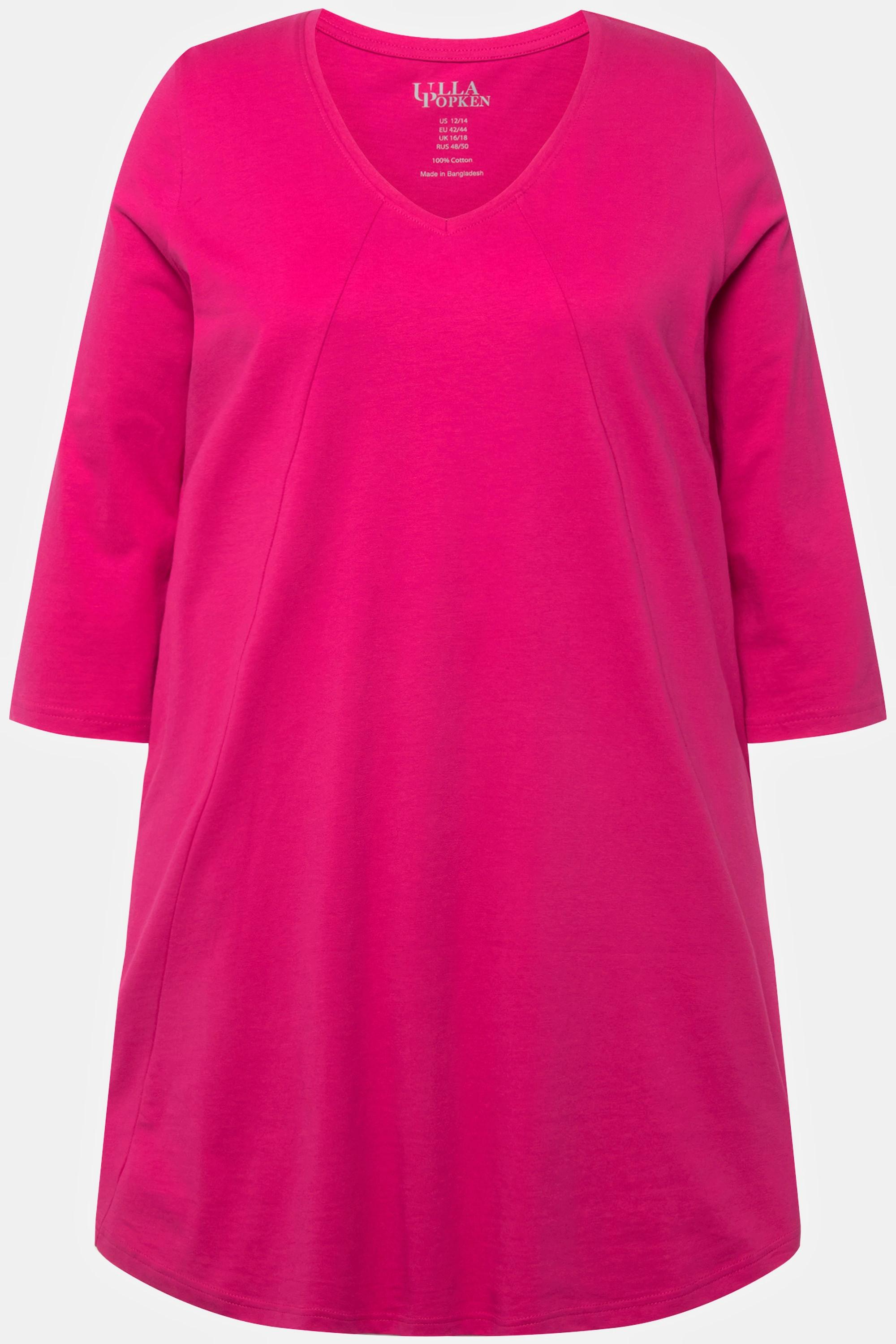 Ulla Popken  Longshirt, Ziernähte, A-Linie, V-Ausschnitt, 3/4-Arm 