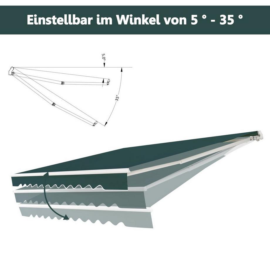 Northix Einziehbare Markise mit Kurbel  