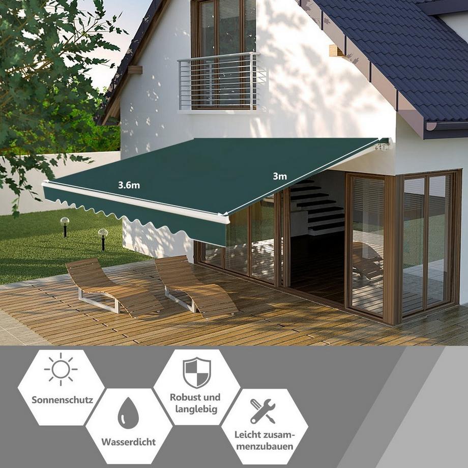 Einziehbare Markise mit Kurbel