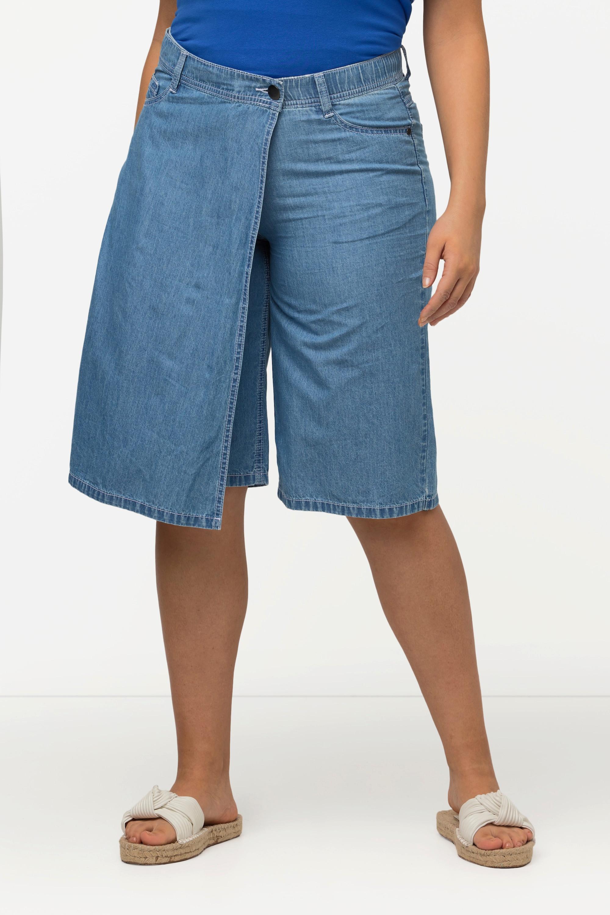 Ulla Popken  Short Mary en jean. Coupe 5 poches, taille élastique. 