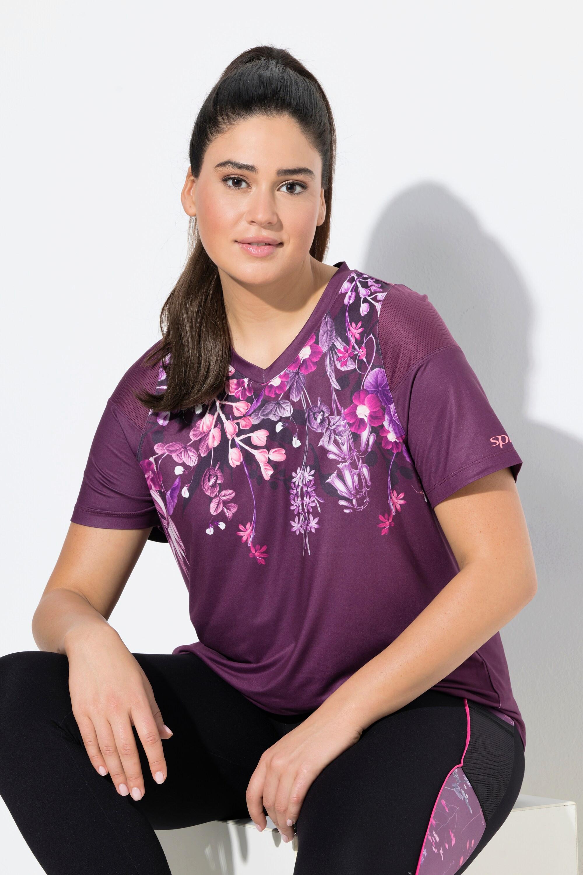 Ulla Popken Maglia Funzionale Mezza Manica Inserti Mesh Scollo a V  