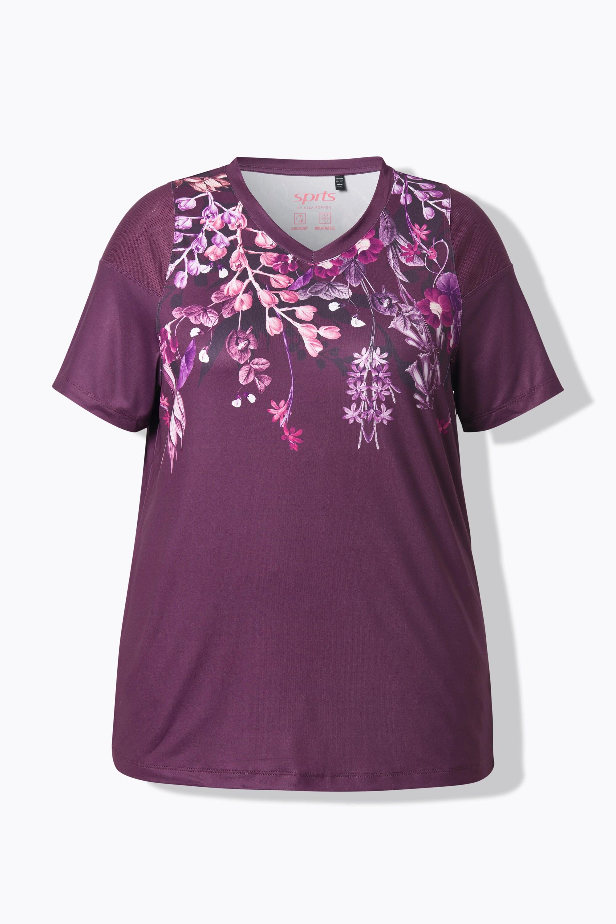 Ulla Popken Maglia Funzionale Mezza Manica Inserti Mesh Scollo a V  