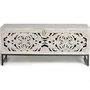 Truhe Mykonos Mango vintage weiss 116x40