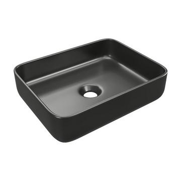 Lavabo da appoggio rettangolo in Ceramica Nero opaco 50 x 30 cm - JUNIKO II