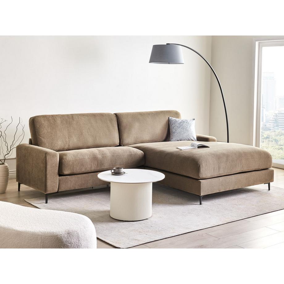 Beliani Linksseitiges Ecksofa aus Stoff Modern MALOY  