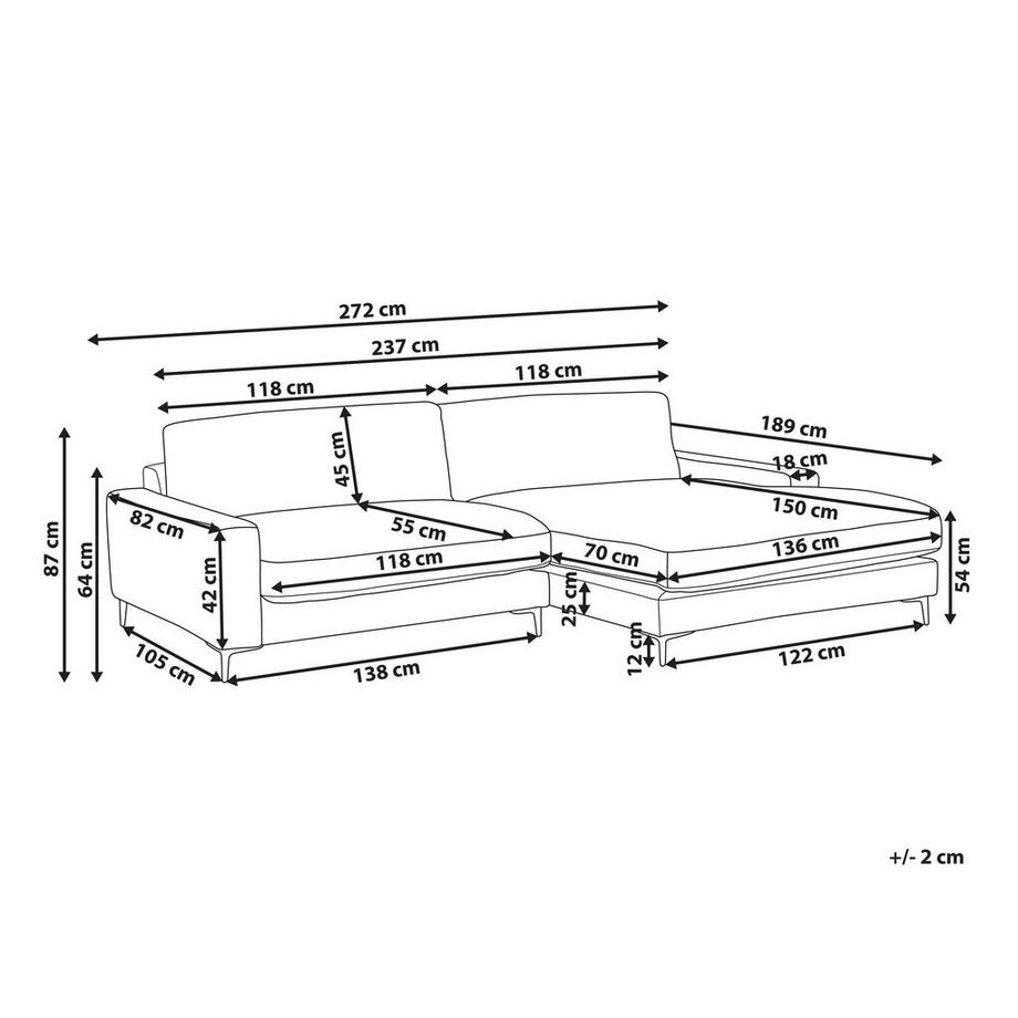 Beliani Linksseitiges Ecksofa aus Stoff Modern MALOY  