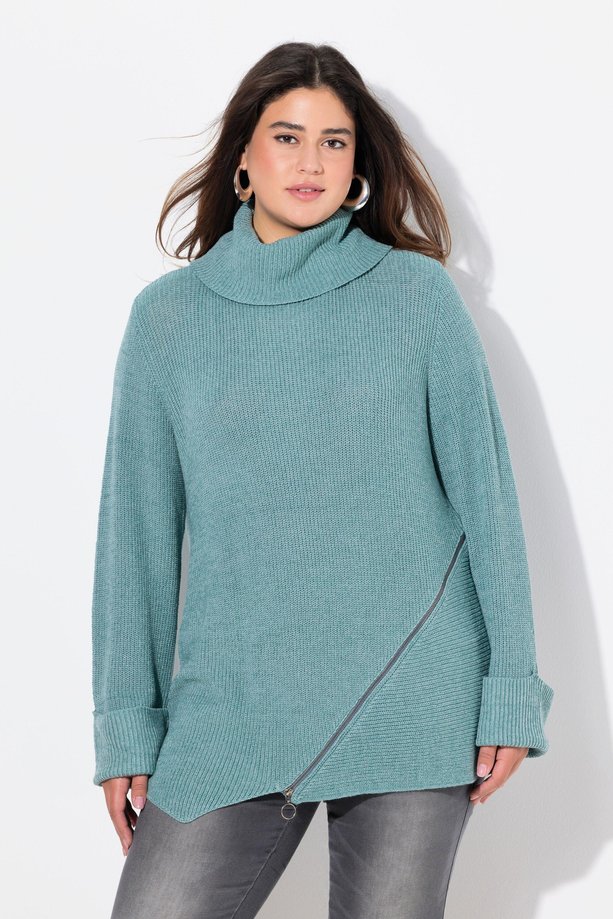 Ulla Popken  Pullover, Rollkragen, Reißverschluss, Langarm 