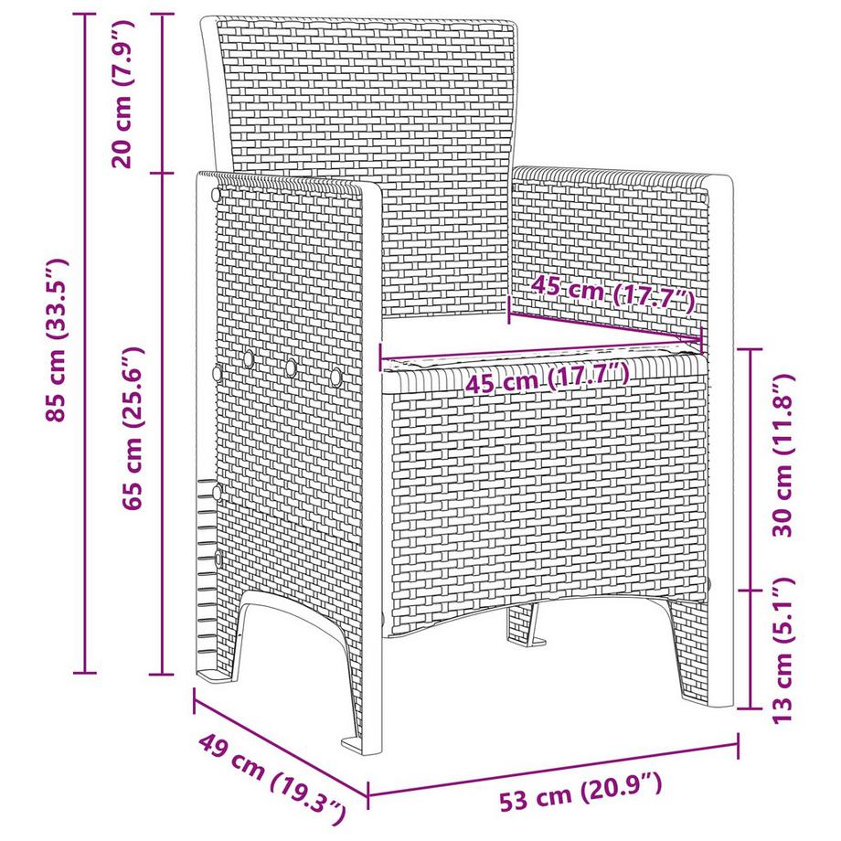 VidaXL Ensemble de repas extérieur polypropylène  