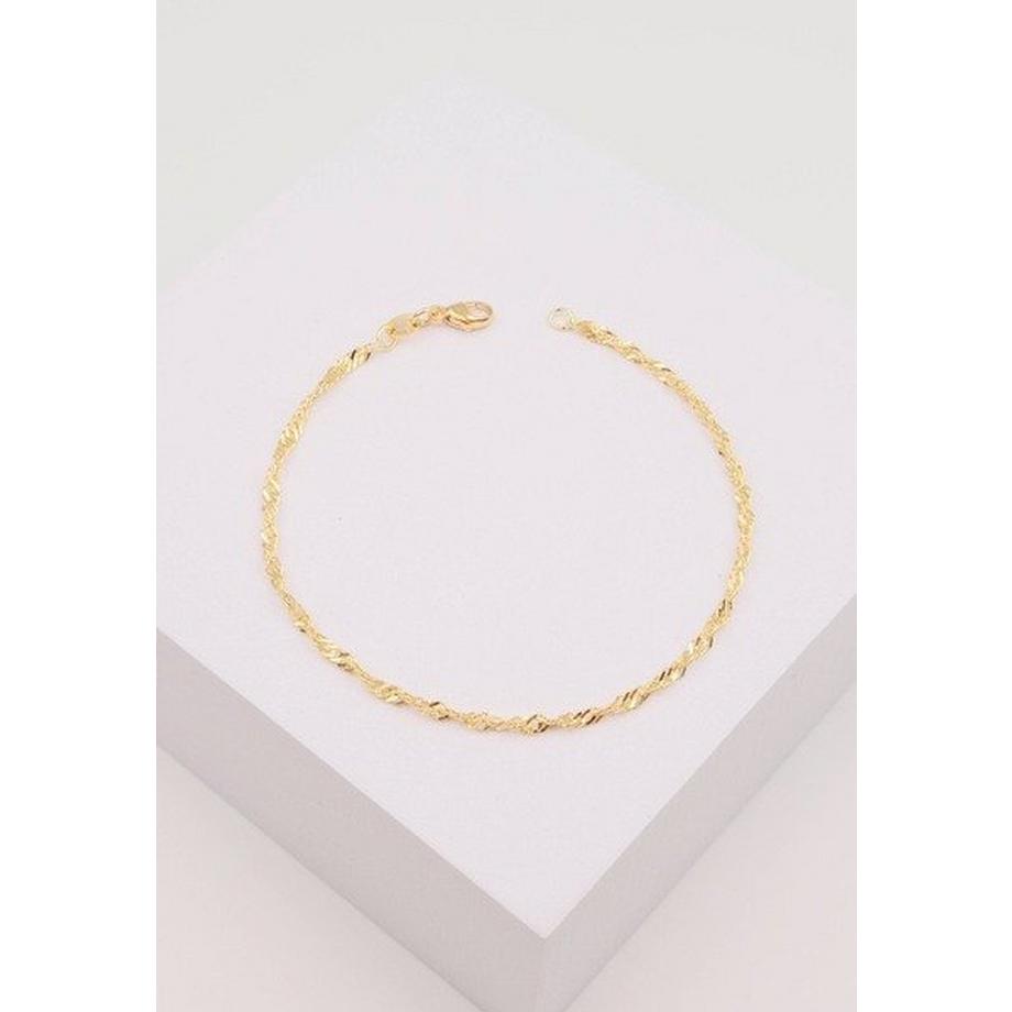 MUAU Schmuck  Bracelet de cheville Singapour or jaune 750, 24cm, 2,4mm 