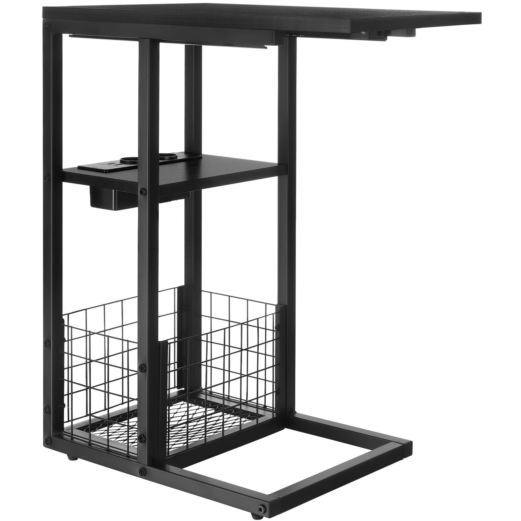 Tectake Laptop-Beistelltisch Rhea, C-Form, mit Ladestation  