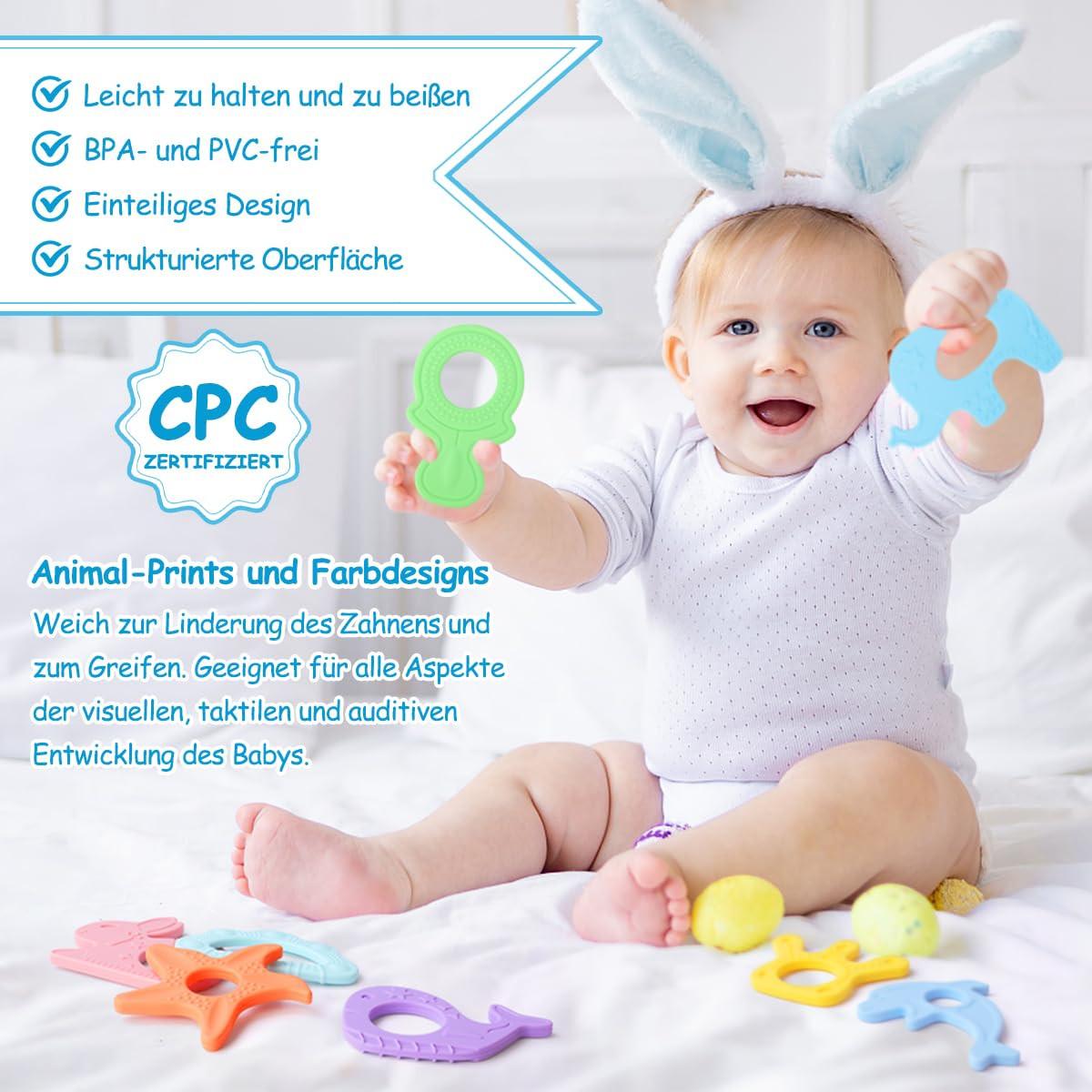 Activity-board  Tiere Beißhilfe Baby, BPA-frei Großer Beißring Baby Rich-Text-Editor 