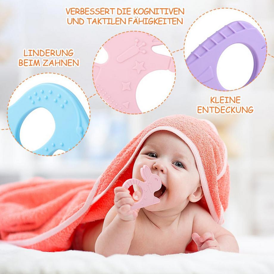 Activity-board  Tiere Beißhilfe Baby, BPA-frei Großer Beißring Baby Rich-Text-Editor 