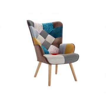 Fauteuil en tissu patchwork VATELY