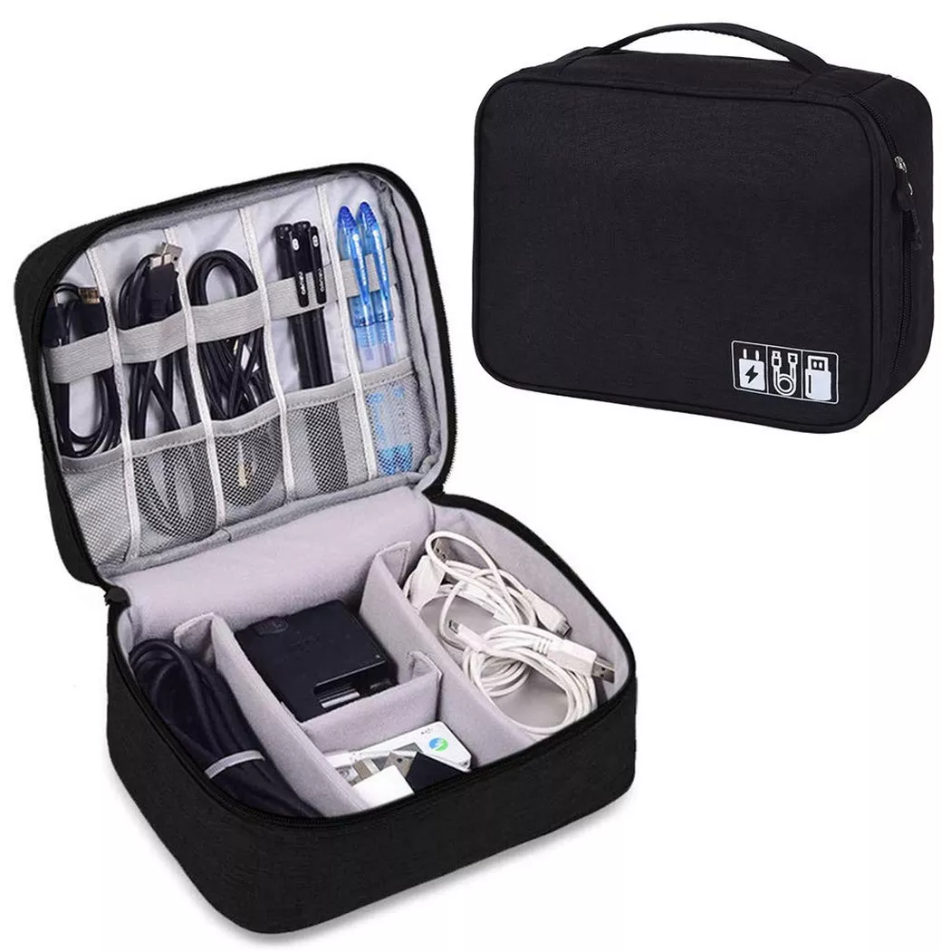 Only-bags.store - Elektronische Zubehörtasche Travel Electronic Organizer Wasserdichte Kabeltasche Zubehör, Schwarz, 11