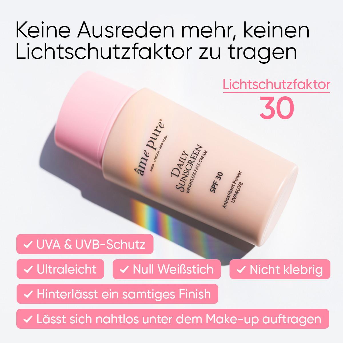 âme pure  Daily Sunscreen  |  Sonnencreme SPF 30 - Anti- Aging UVA/ UVB Sonnenschutz für Gesicht 