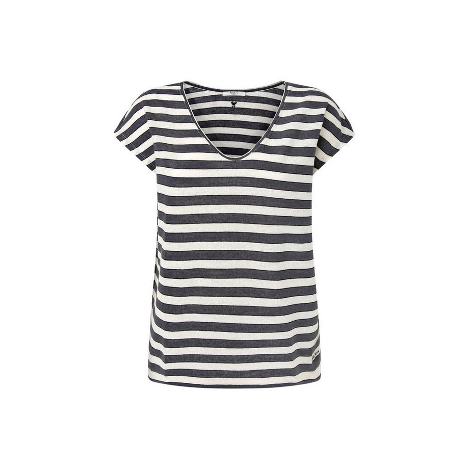 Pepe Jeans London Khloe Gestreiftes V-Ausschnitt T-Shirt  