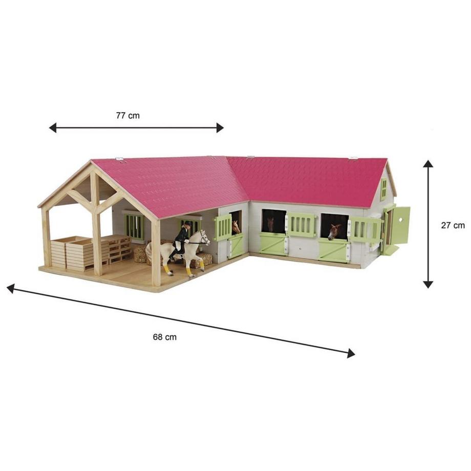 Kids Globe Farming  Farming Pferdehof mit 4 Boxen (1:24) Rosa 