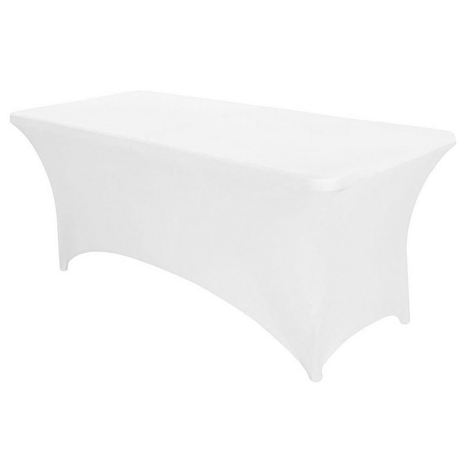 B2X Housse de nappe universelle pour table traiteur 180 cm 6FT élastique blanc  