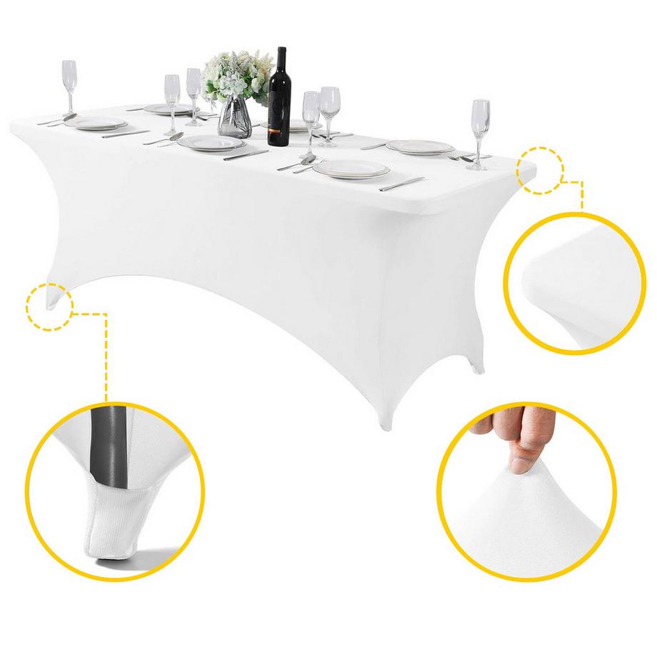 B2X Housse de nappe universelle pour table traiteur 180 cm 6FT élastique blanc  