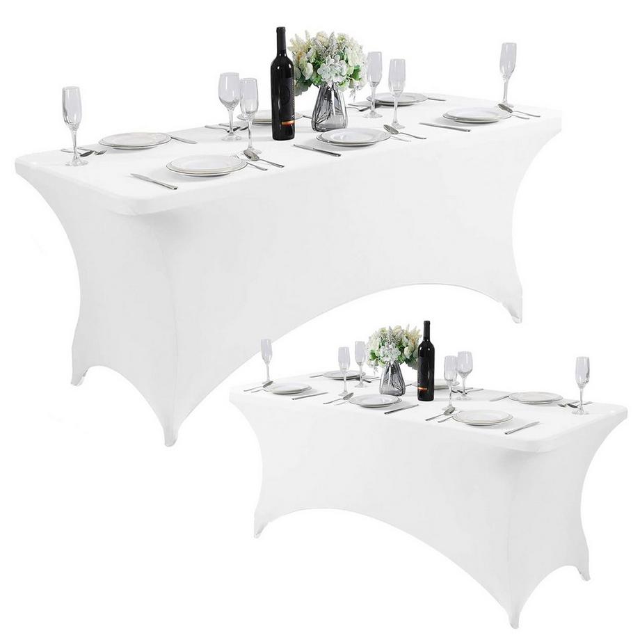 Housse de nappe universelle pour table traiteur 180 cm 6FT élastique blanc