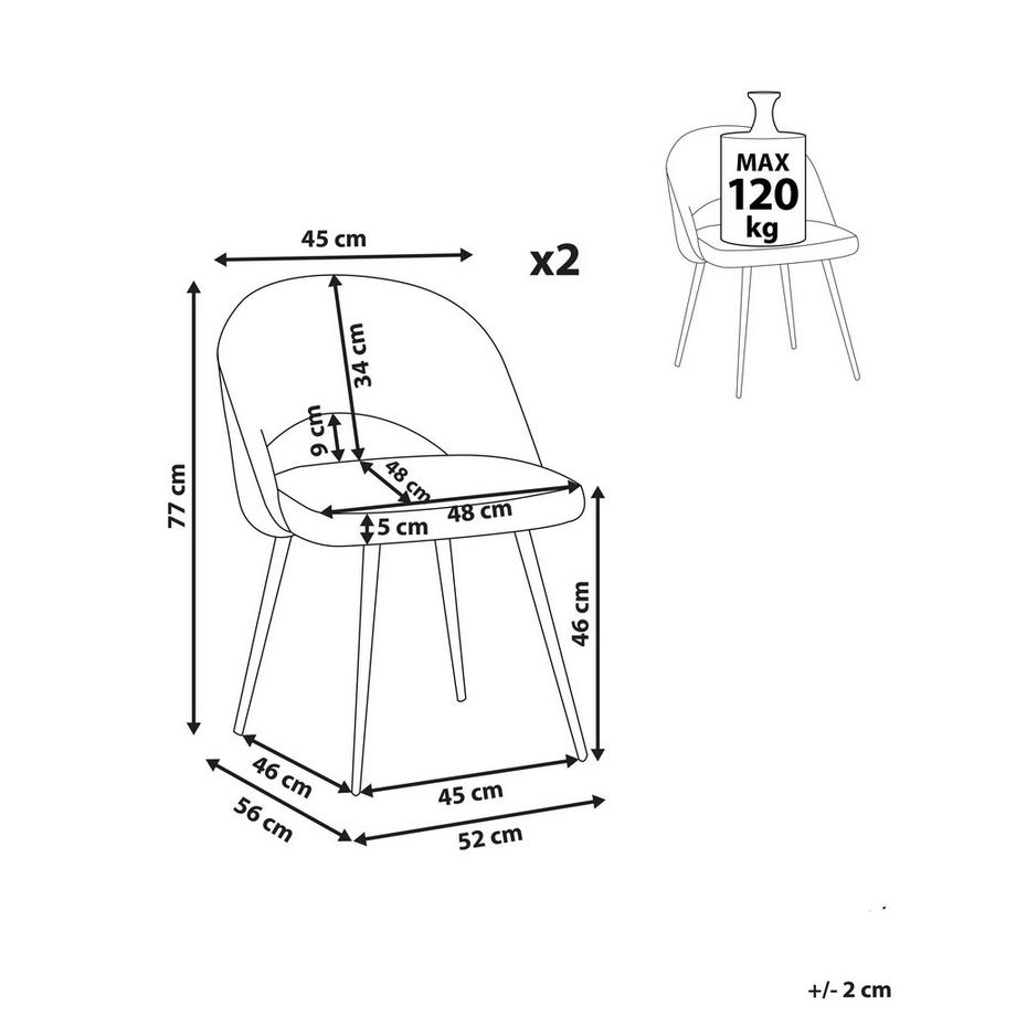 Beliani Esszimmerstuhl 2er Set aus Bouclé  ONAGA  