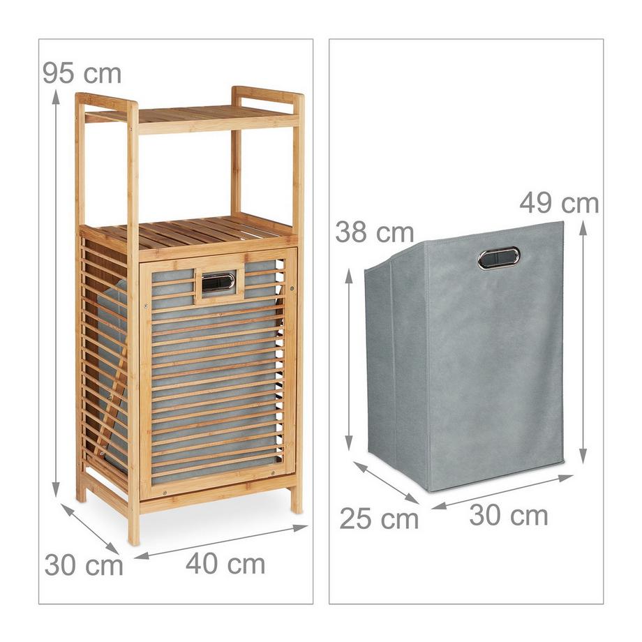 Northio  Bambus-Badezimmerregal mit Wäschekorb 