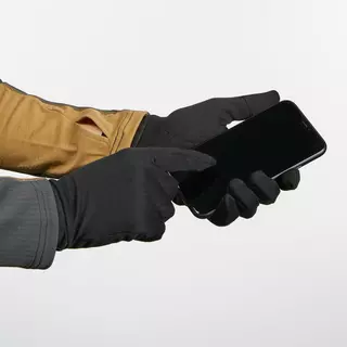 FORCLAZ Sous-gants en soie de trekking montagne - TREK 500 noir - adulte  Noir