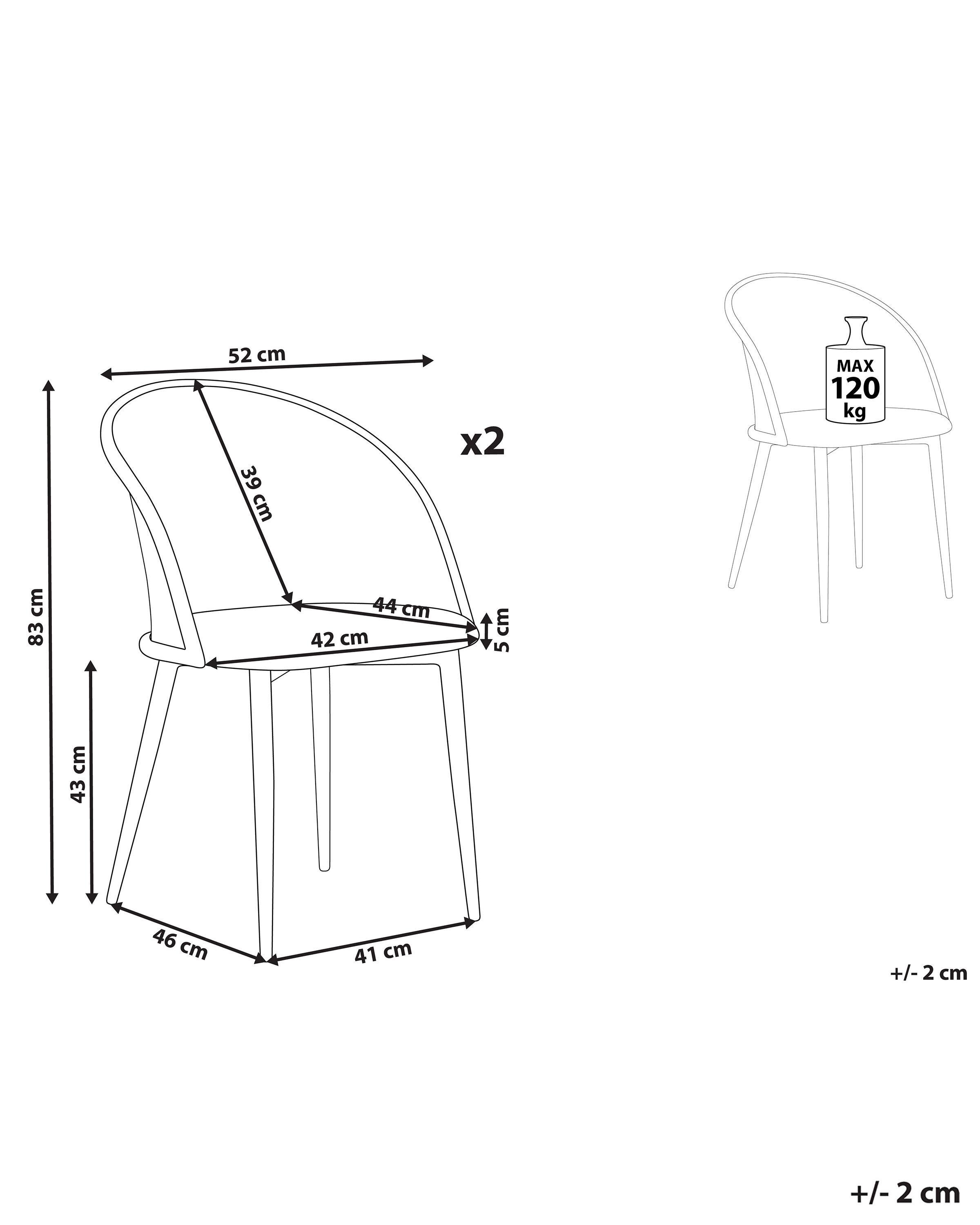 Beliani Lot de 2 chaises de salle à manger en Métal Rétro CORNELL  