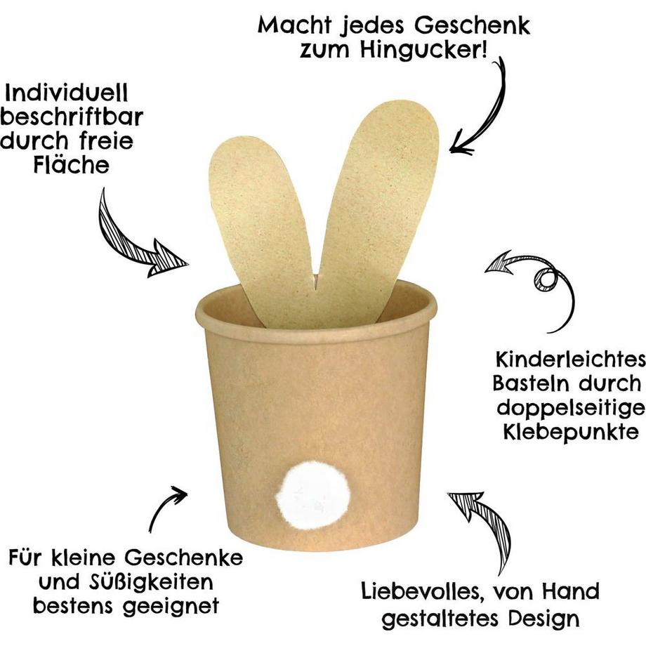Papierdrachen Cerfs-volants en papier Nids de Pâques - Gobelets de Pâques avec des oreilles  