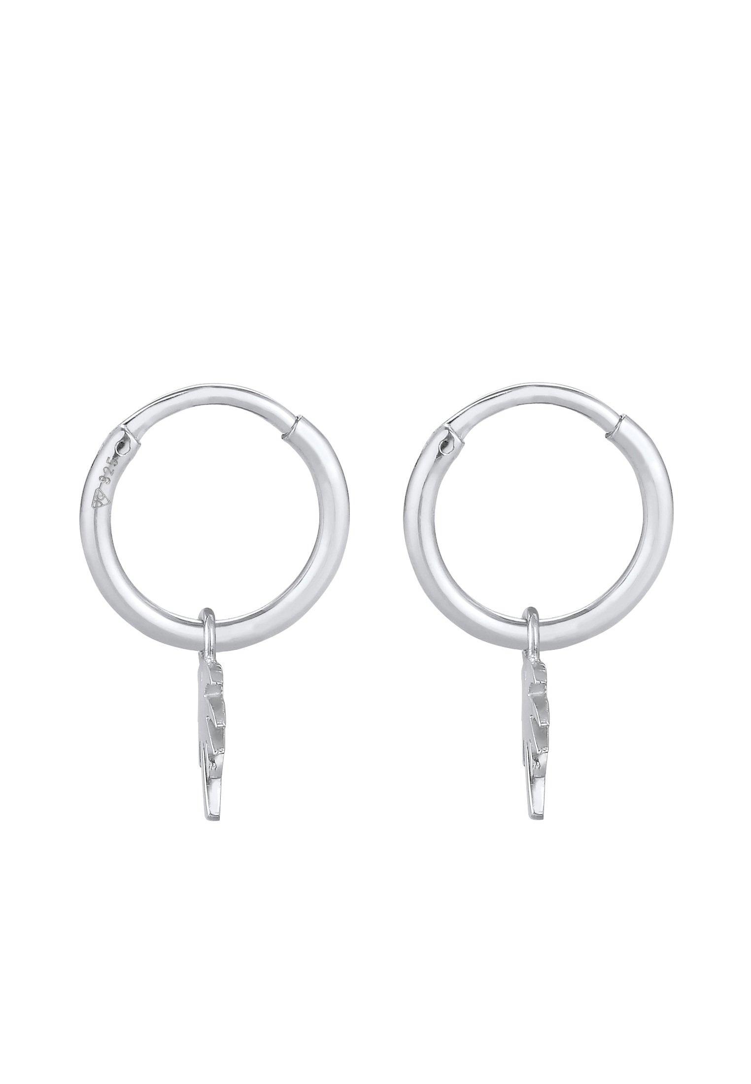 Elli  Boucles d'Oreilles Creolen Palme Trend Filigran 925 Silber 