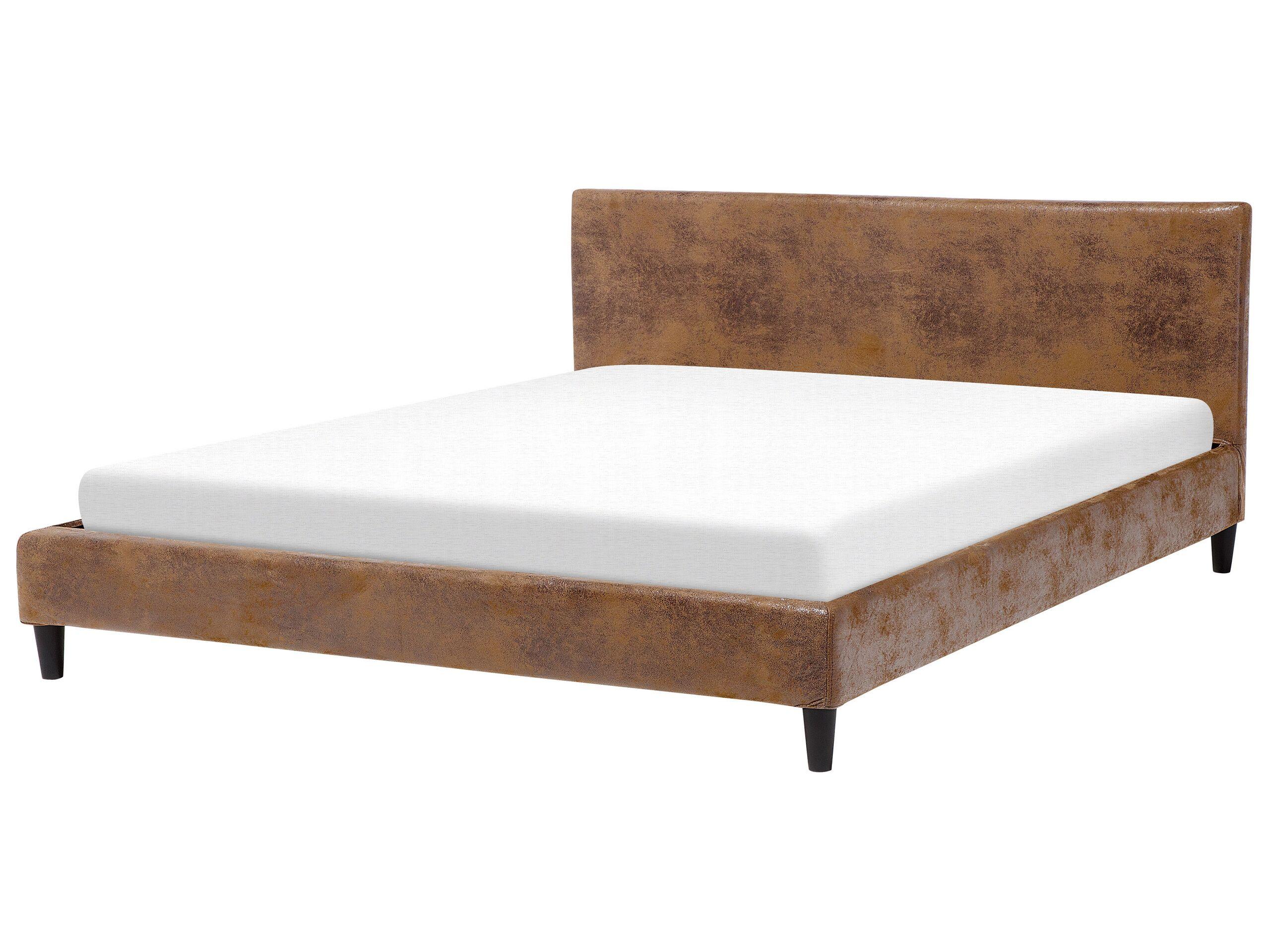 Beliani Bett mit Lattenrost aus Kunstleder Retro FITOU  