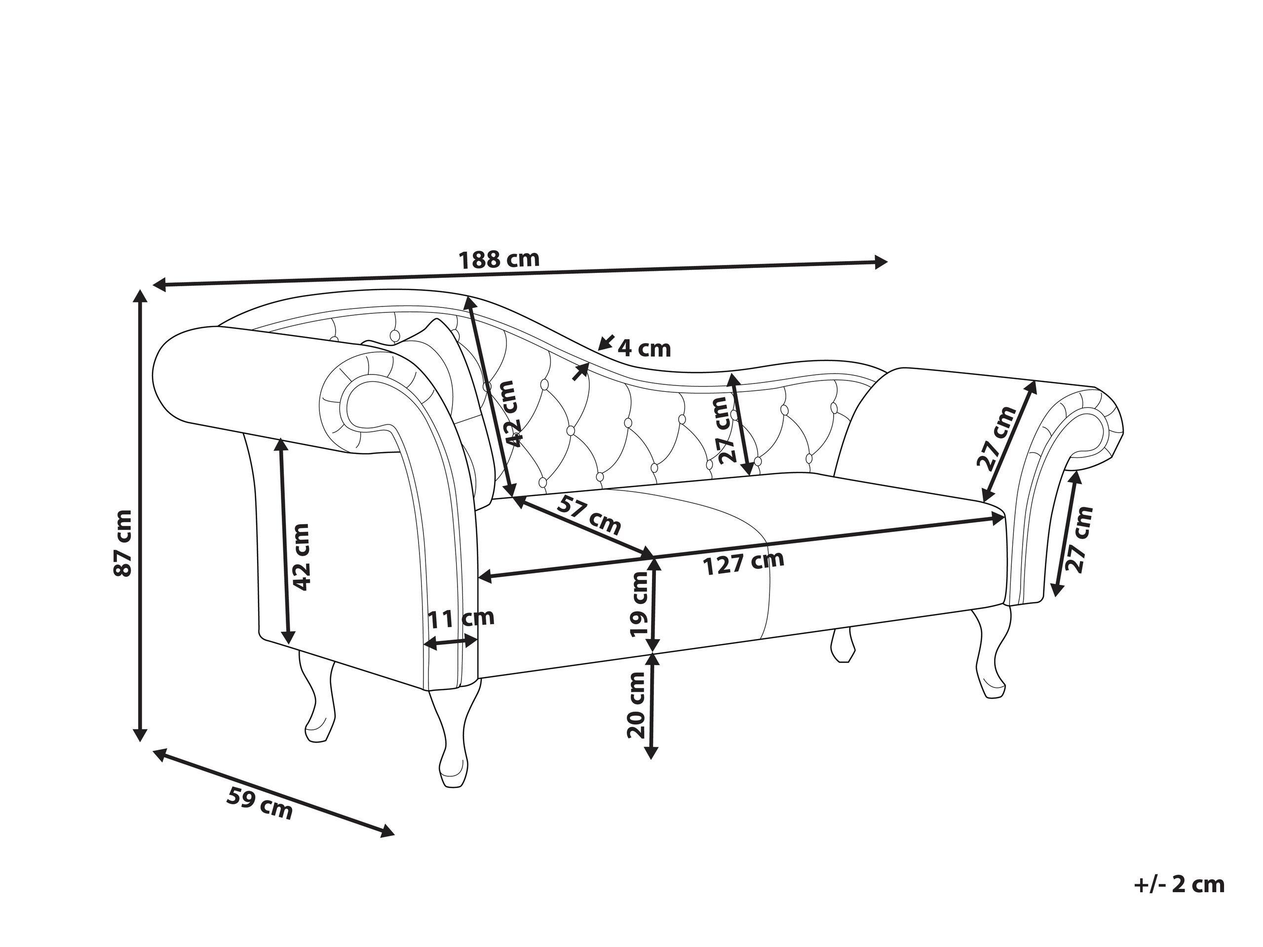 Beliani Chaise longue côté gauche en Velours Glamour LATTES  