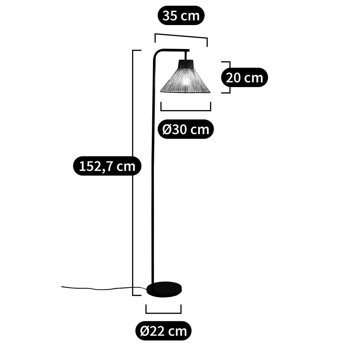 La Redoute Intérieurs Lampadaire métal fer et chanvre  