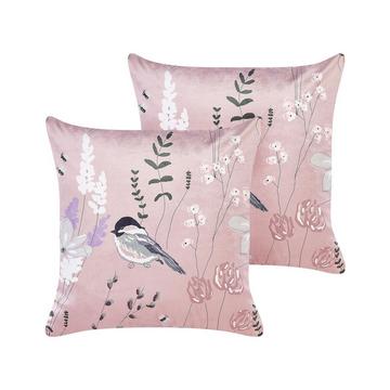 Lot de 2 coussins en Velours Moderne CYCLAMEN