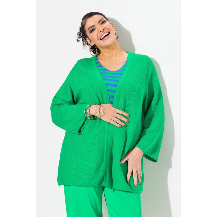 Ulla Popken A-Linie Offene Strickjacke 3/4-Arm  