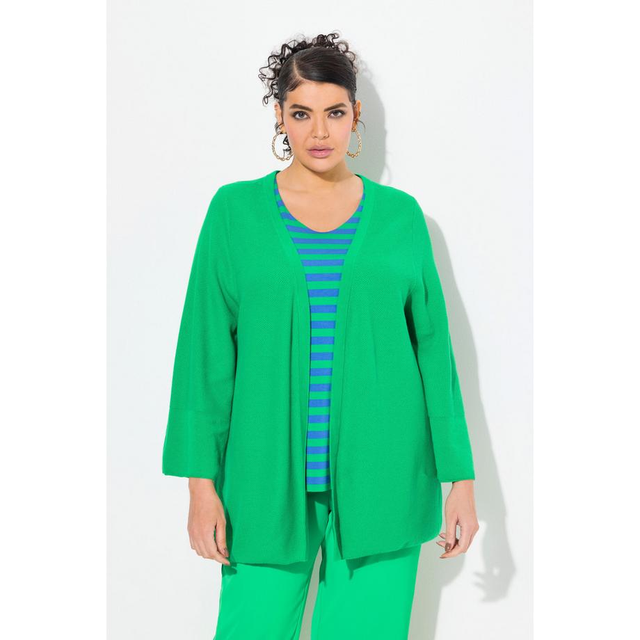 Ulla Popken A-Linie Offene Strickjacke 3/4-Arm  