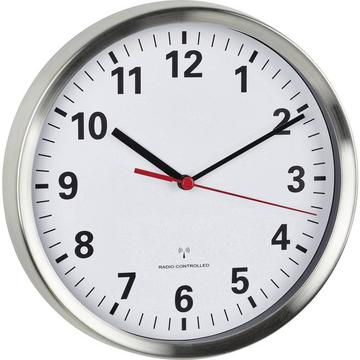 Funk Wanduhr 22 cm x 4.5 cm Aluminium Schleichendes Uhrwerk (lautlos), Energiesparfunkt