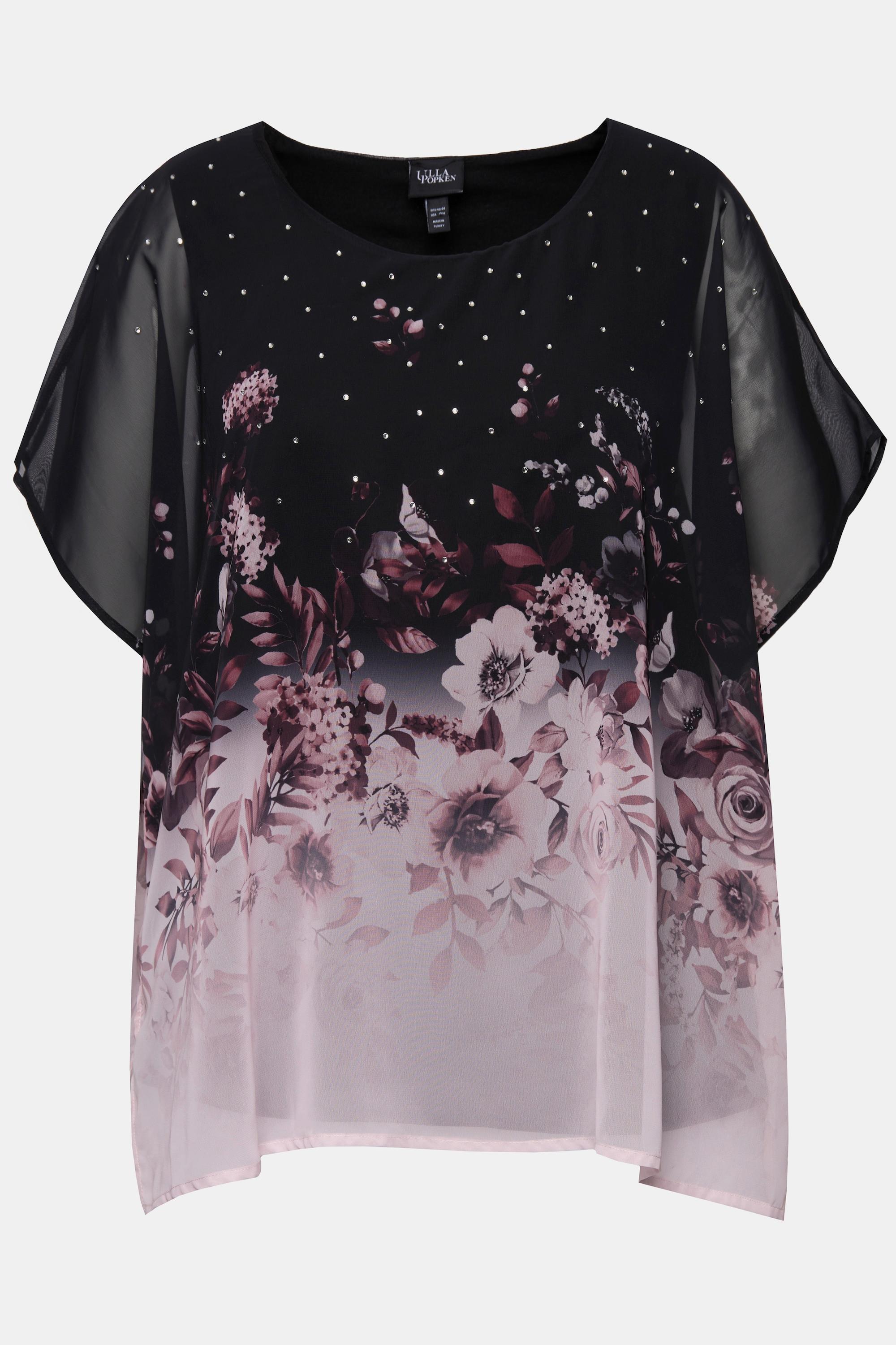 Ulla Popken Blouse Oversize en Chiffon à Fleurs  