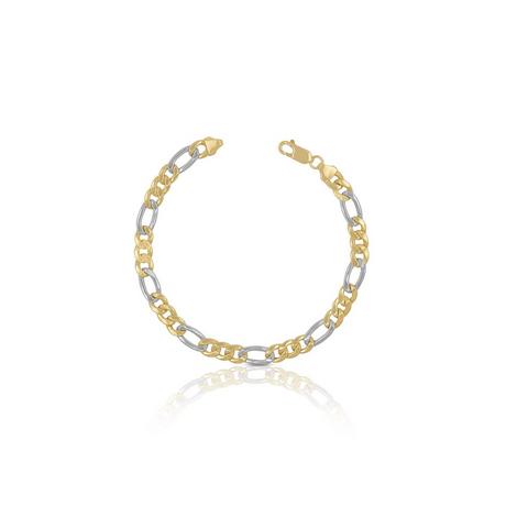 MUAU Schmuck  Bracelet Figaro Bicolor Gelbgold-/Weissgold 750, 5.7mm, 21cm 