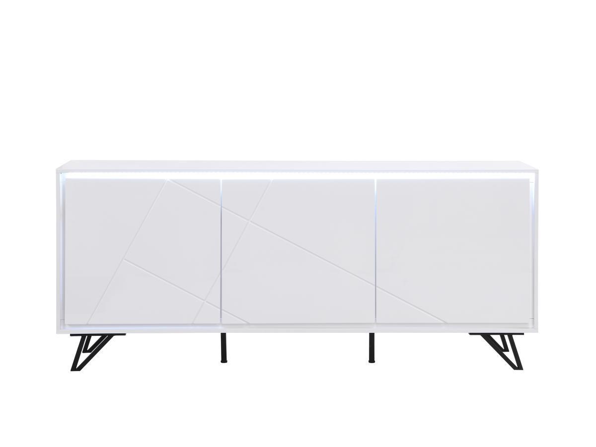 Vente-unique Sideboard 3 Türen - Mit LED-Beleuchtung - MDF - Weiß lackiert - SALIANO  