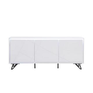 Vente-unique Credenza 3 ante con LED in MDF Bianco laccato - SALIANO  