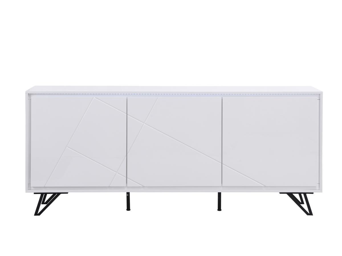 Vente-unique Credenza 3 ante con LED in MDF Bianco laccato - SALIANO  