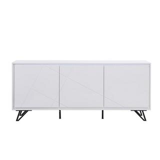 Vente-unique Credenza 3 ante con LED in MDF Bianco laccato - SALIANO  