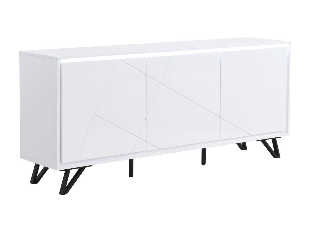 Vente-unique Credenza 3 ante con LED in MDF Bianco laccato - SALIANO  