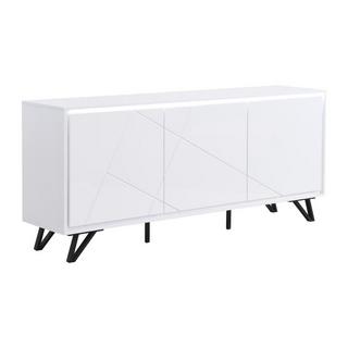 Vente-unique Credenza 3 ante con LED in MDF Bianco laccato - SALIANO  