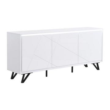 Sideboard 3 Türen - Mit LED-Beleuchtung - MDF - Weiß lackiert - SALIANO