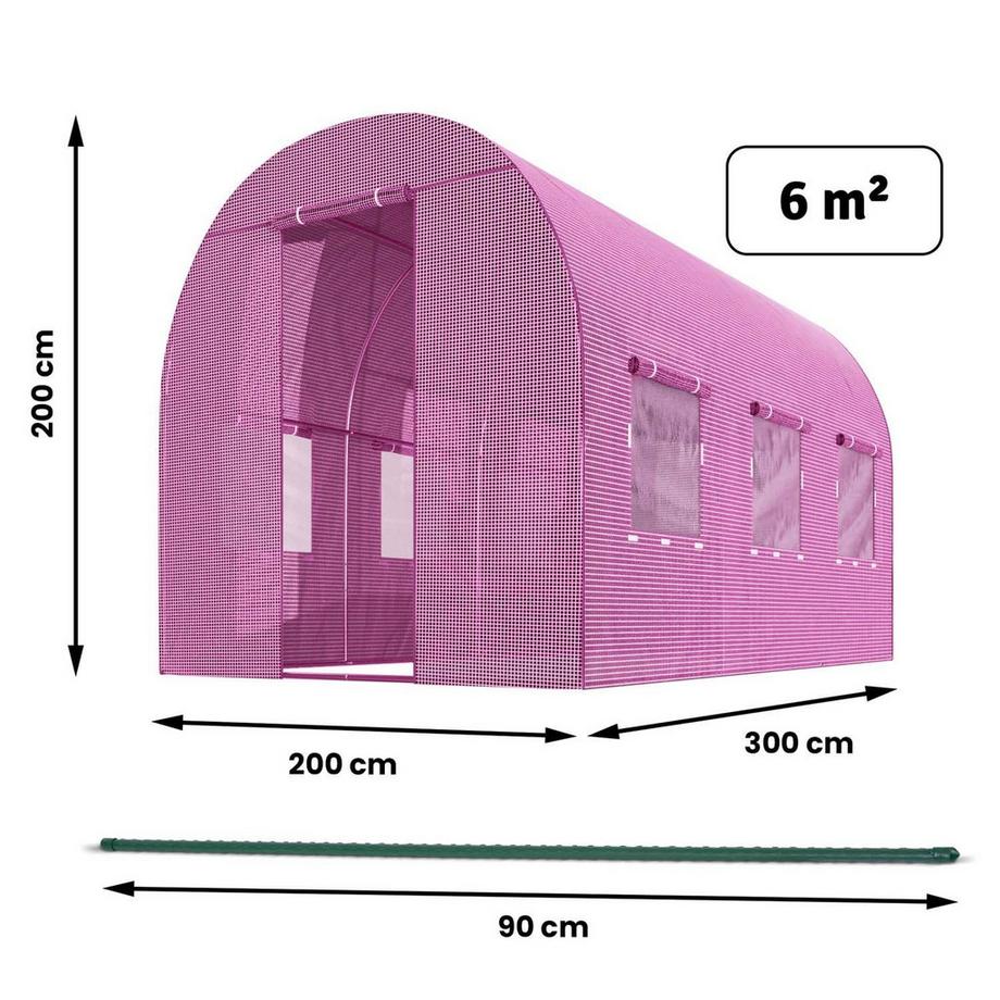 B2X Gartentunnel 2 x 3 m (6 m2) rosa Plonos  