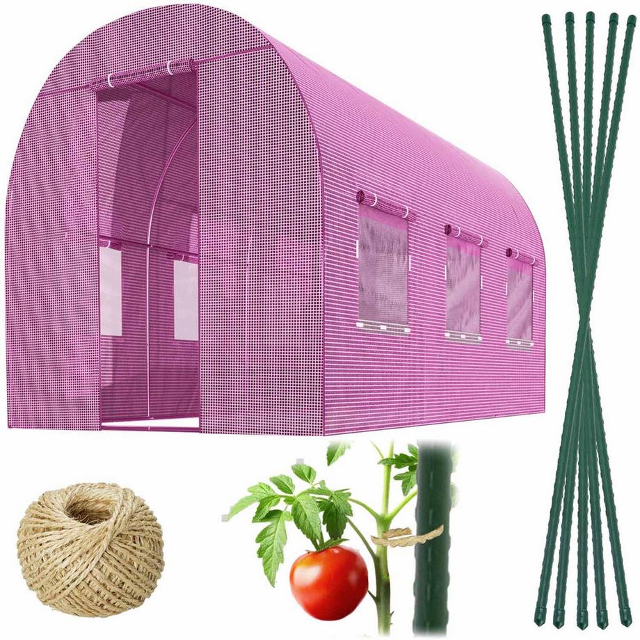 Gartentunnel 2 x 3 m (6 m2) rosa Plonos