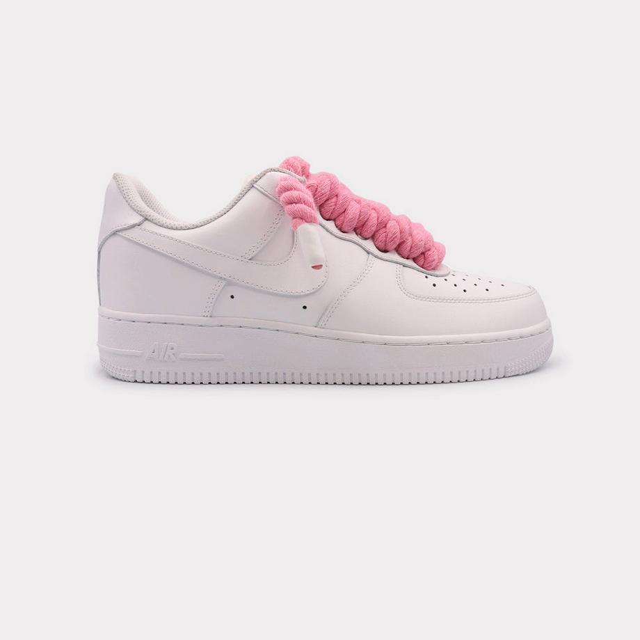 NIKE Air Force 1 White Rope Lace Pink Sneakers  
