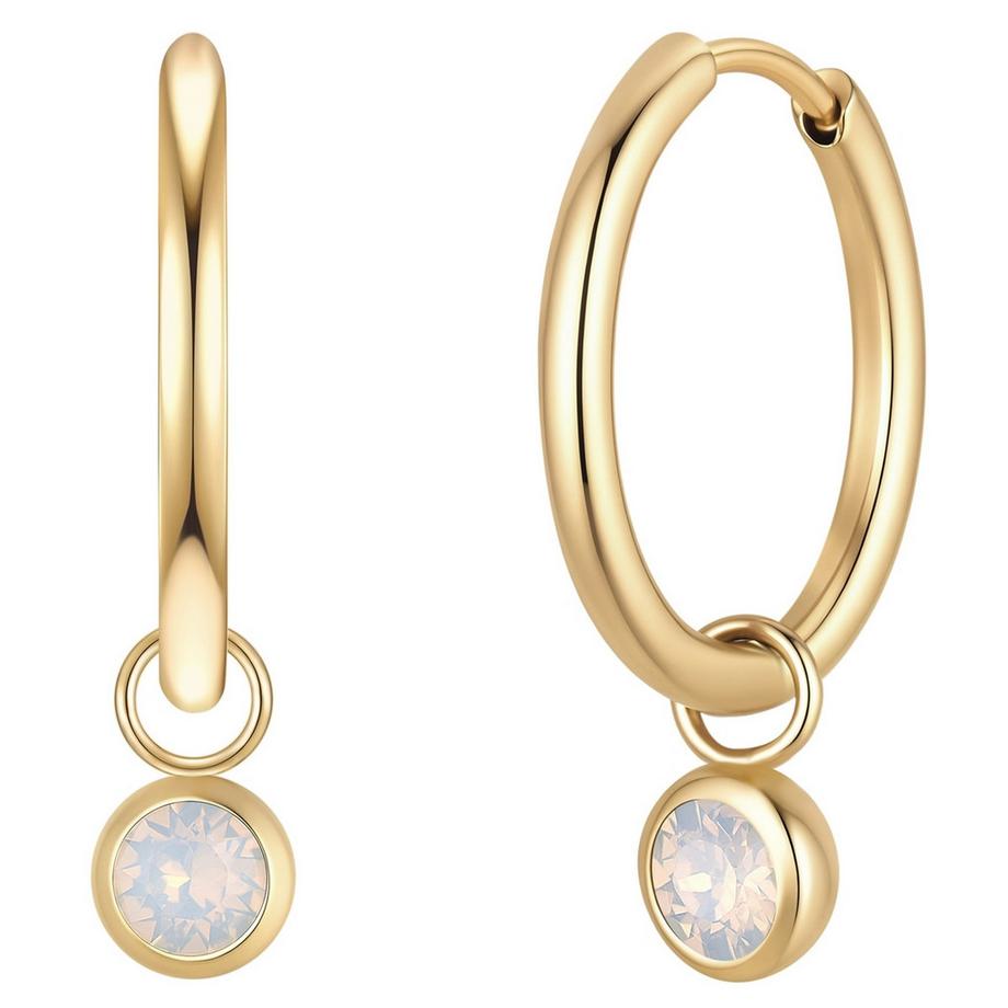 Creolen Geburtsstein Juni Edelstahl verziert mit Kristallen von Swarovski